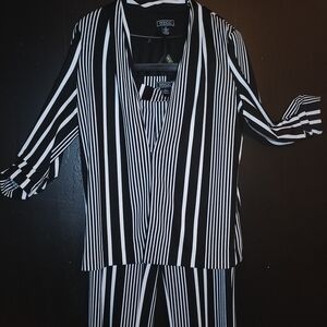 NYCC Black & White Vertical Stripe Blouse & Matching Pants